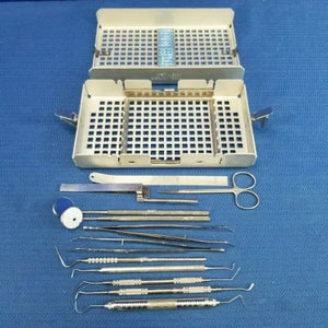 Lot of 12 Dental Instruments with Metal Cassette Tray