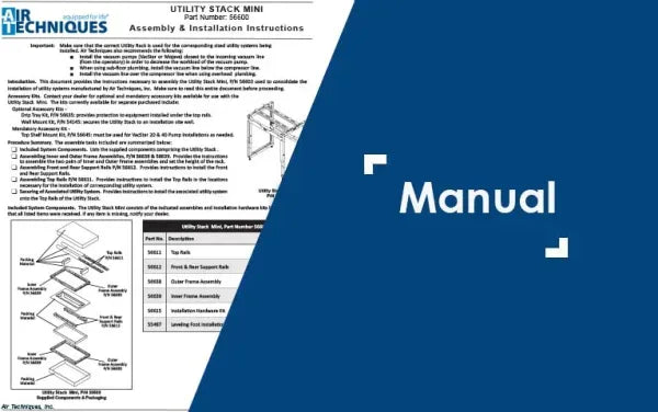 UTILITY STACK MINI PN 56600 Assembly and Installation Instructions - Dental Parts Shop